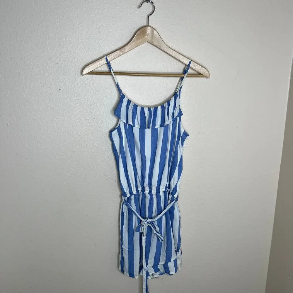 Abercrombie Kids Blue and White Stripe Romper 15/16